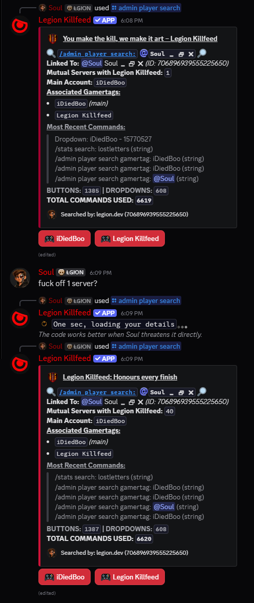 Legion admin player search example